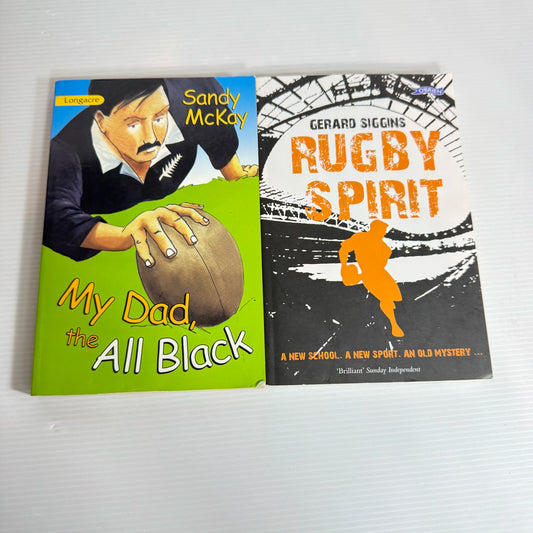 Children's Fiction Rugby Book Bundle x 2 - My Dad, the All Black and Rugby Spirit