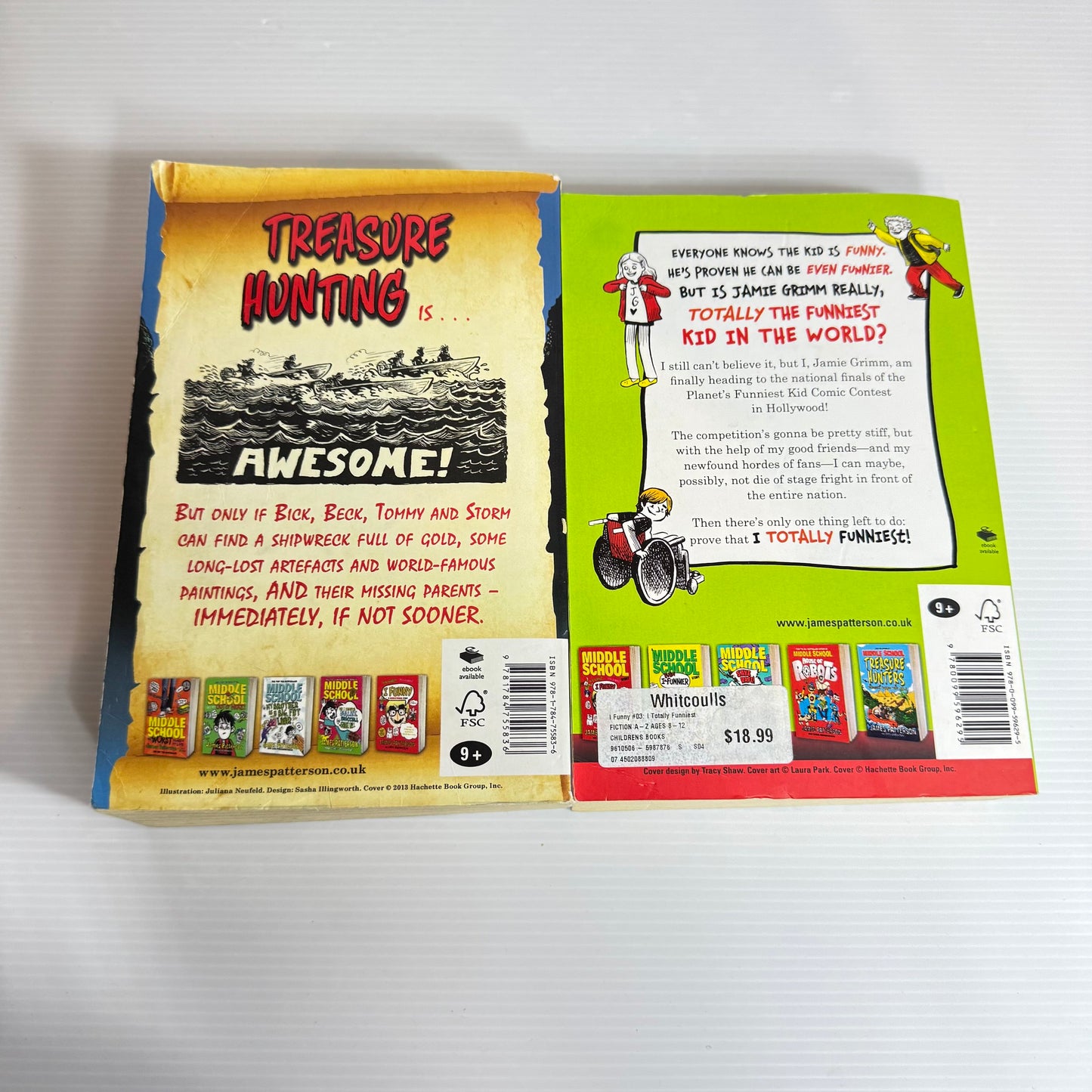 Middle School Book Bundle x 2 - By James Patterson & Chris Grabenstein - Treasure Hunters & I Totally Funniest