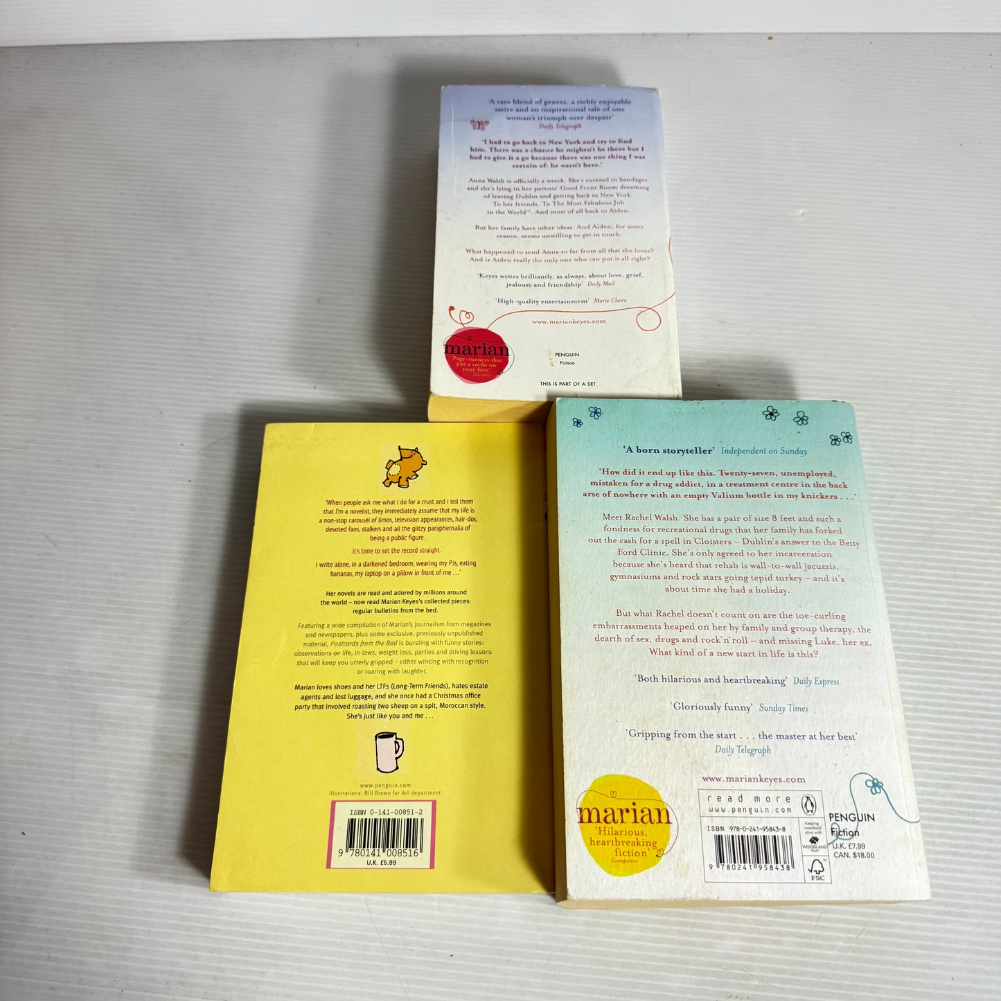 Marian Keys Book Bundle x 3 : Anybody Out There?, Rachel's Holiday, Postcards from the Bed (3030)