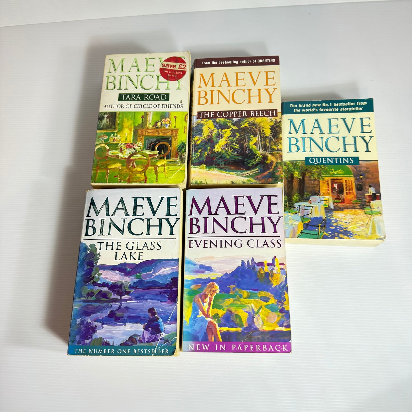 Maeve Binchy Small Paperback Bundle x 4 : Quetins, The Copper Beech, Tara Road, Evening Class, The Class Lake (3101)