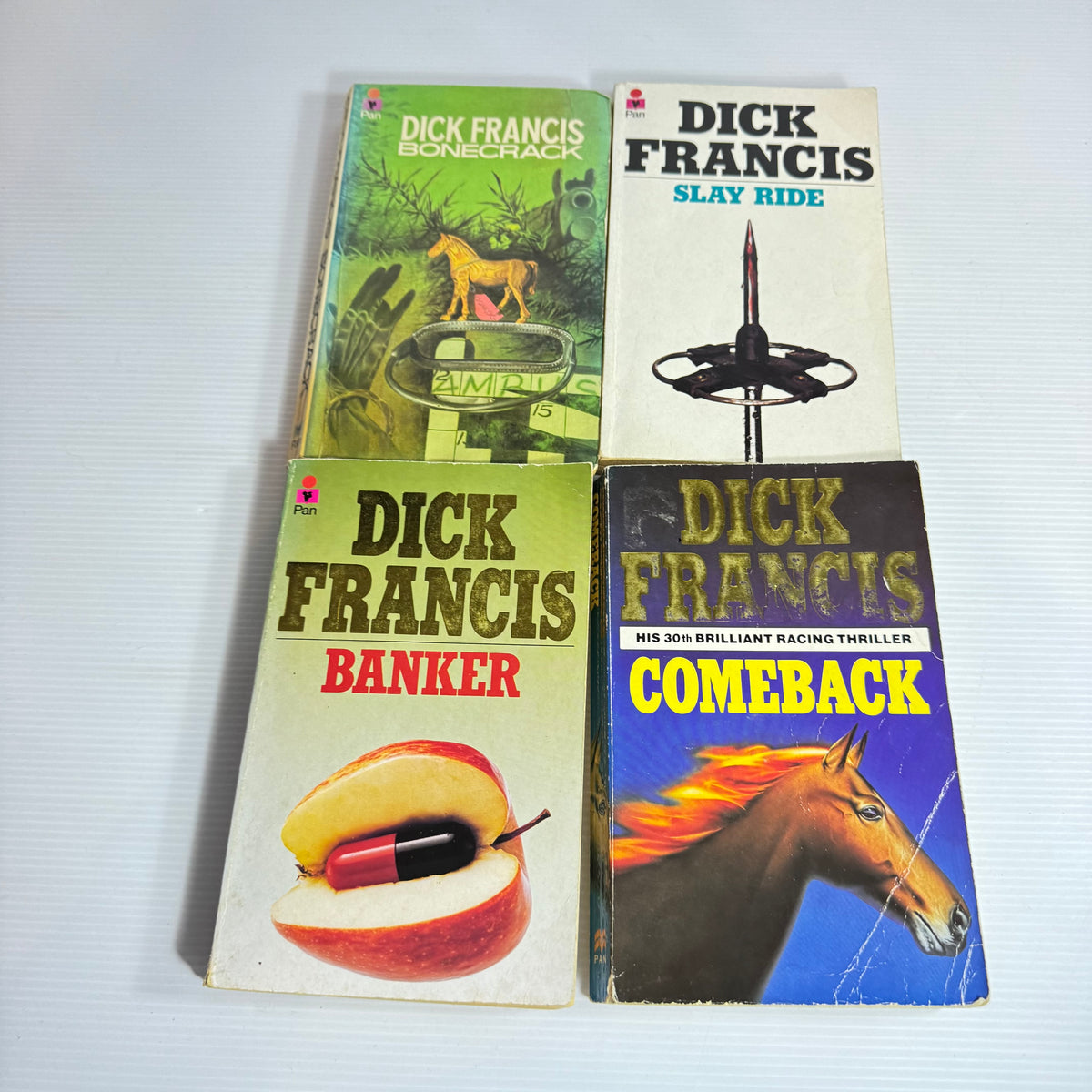 Dick Francis Vintage Bundle x 4 : Slay Ride, Bonecrack, Banker, Comeback (Vintage 1972-1991) (3466)