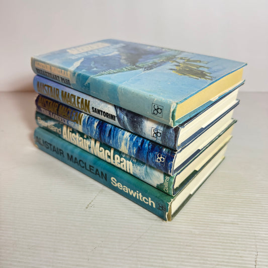 Alistair MacLean Vintage Hardcover Book Bundle x 5 : The Lonely Seas, Santorini, Breakheart Pass, Seawitch, Bear Island (2999)