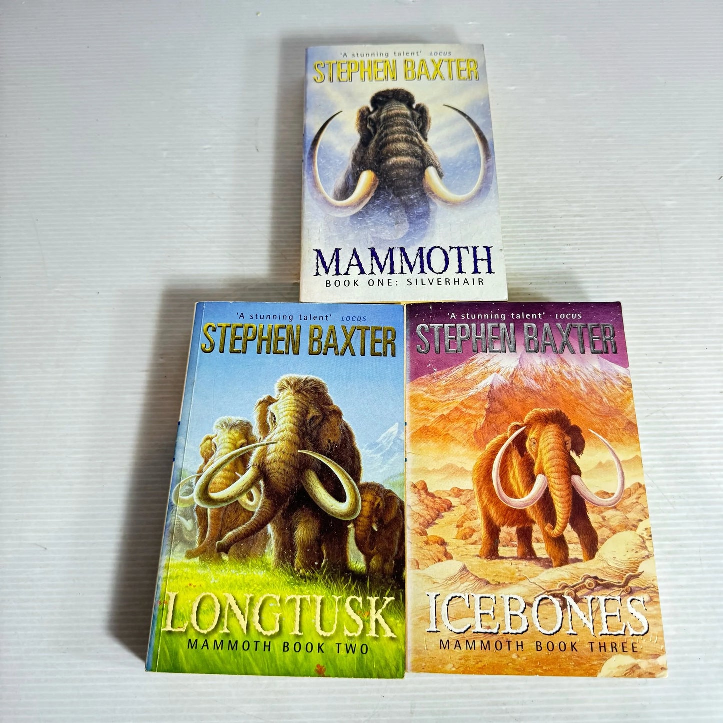 Silverhair Series Books 1-3 - Stephen Baxter Book Bundle x 3 Books : Mammoth, Longtusk, Icebones (2111)