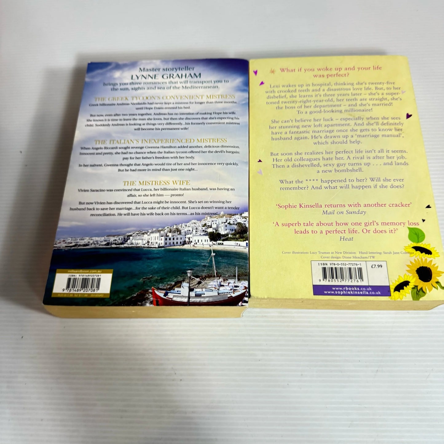 Contemporary Romance Book Bundle x 2 : Remember Me? - Sophie Kinsella & Mediterranean Mistresses - Lynne Graham (2351)