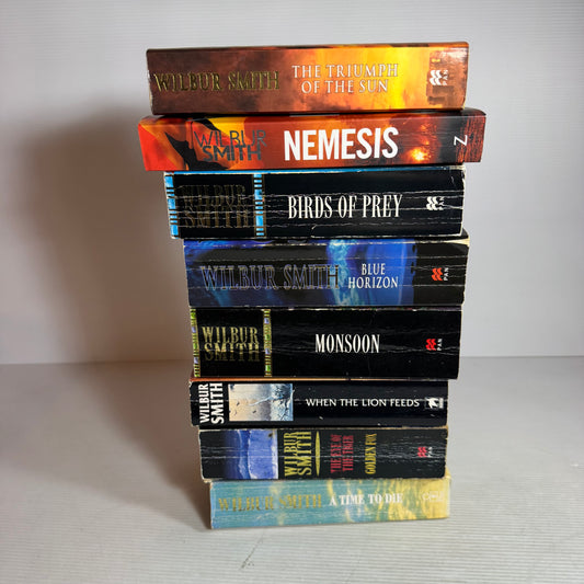 Wilbur Smith Small Paperback Book Bundle x 8 Books 9 x Stories (2957)