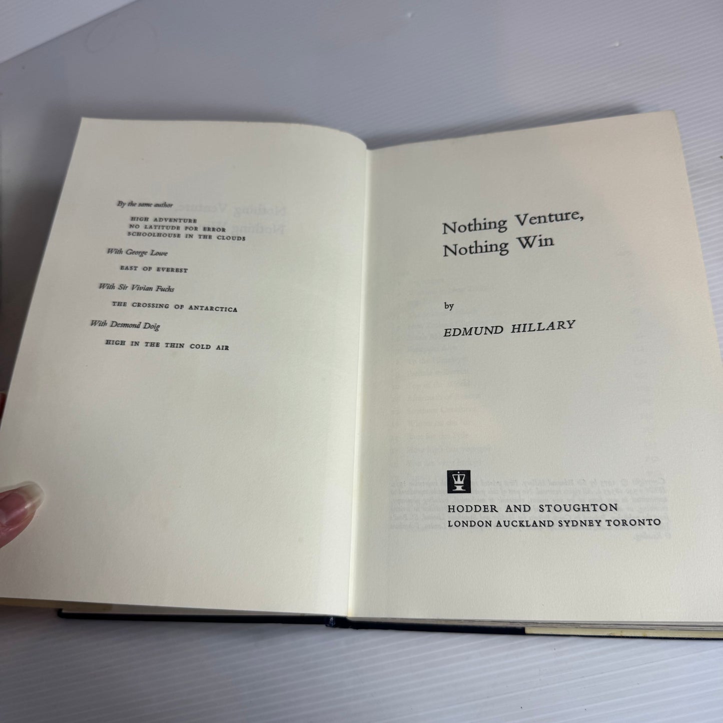 Nothing Venture, Nothing Win - Edmund Hillary (Vintage 1975)