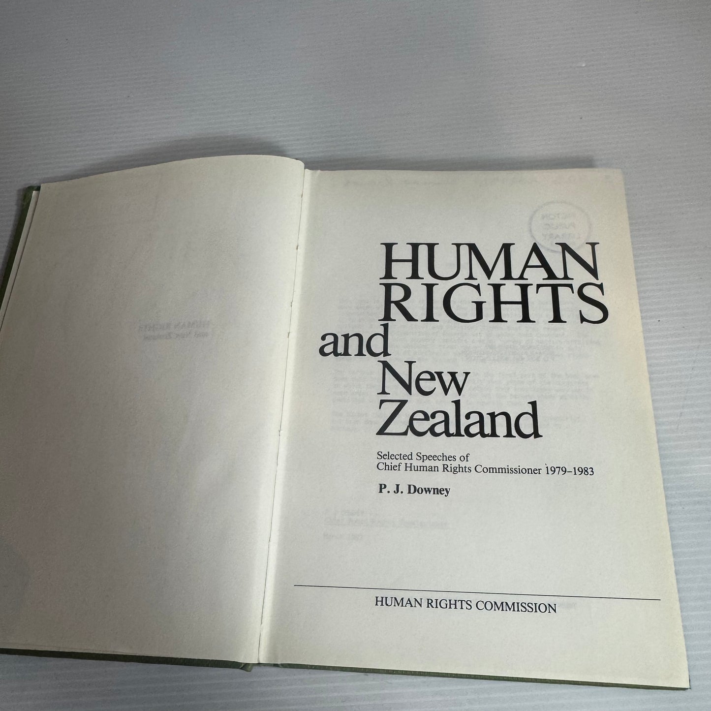 Human Rights And New Zealand - P.J. Downey (Vintage 1983)