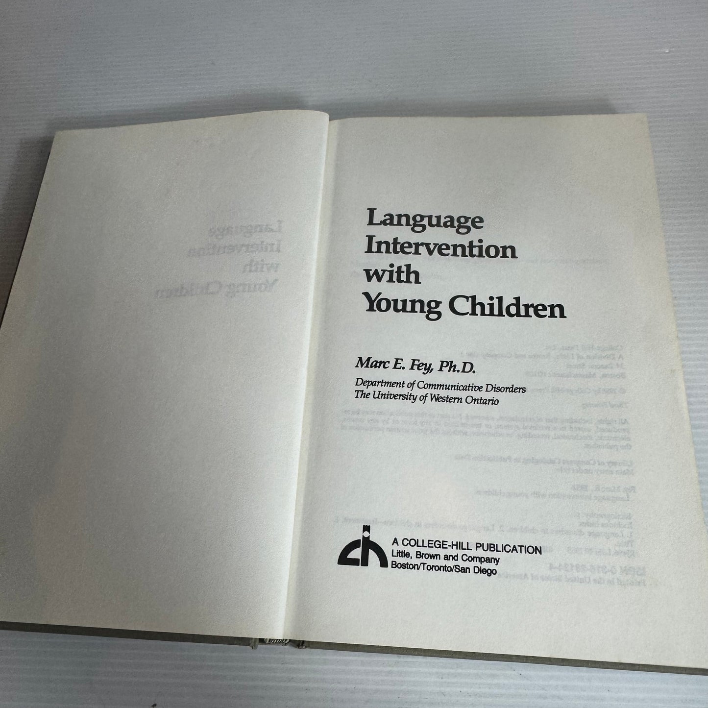 Language Intervention with Young Children - Marc E. Fey (1986)