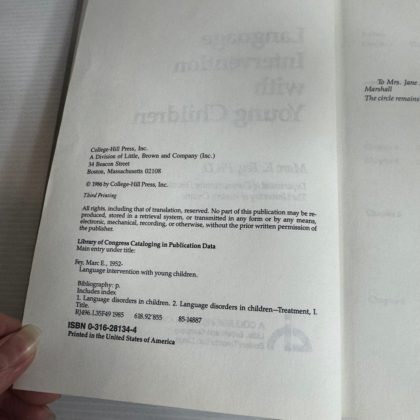 Language Intervention with Young Children - Marc E. Fey (1986)