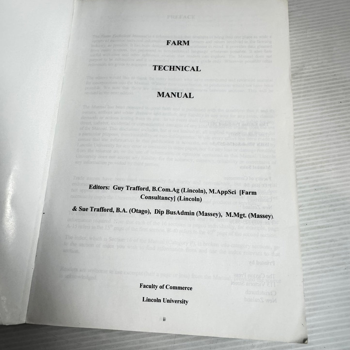 Lincoln University Farm Technical Manual 2011 Edition