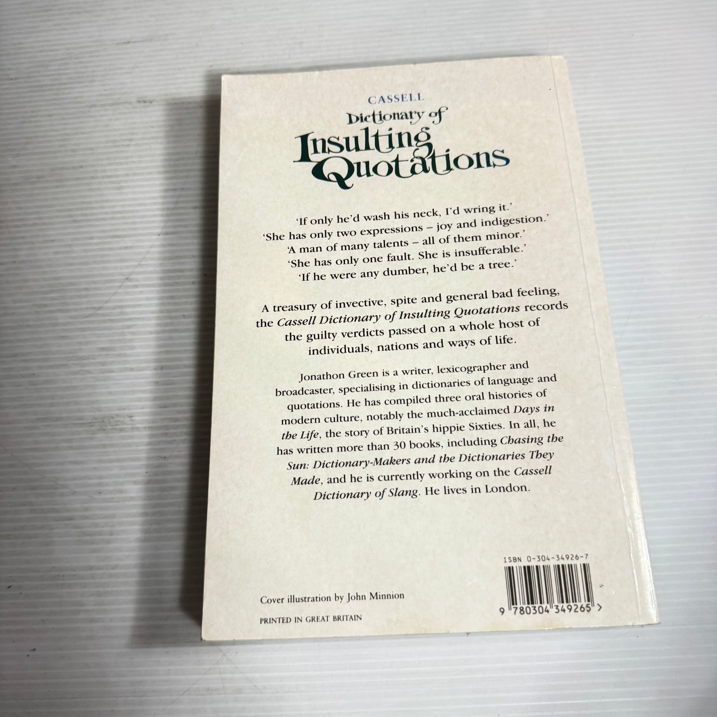 Dictionary Of Insulting Quotations - Jonathon Green (Vintage 1996)