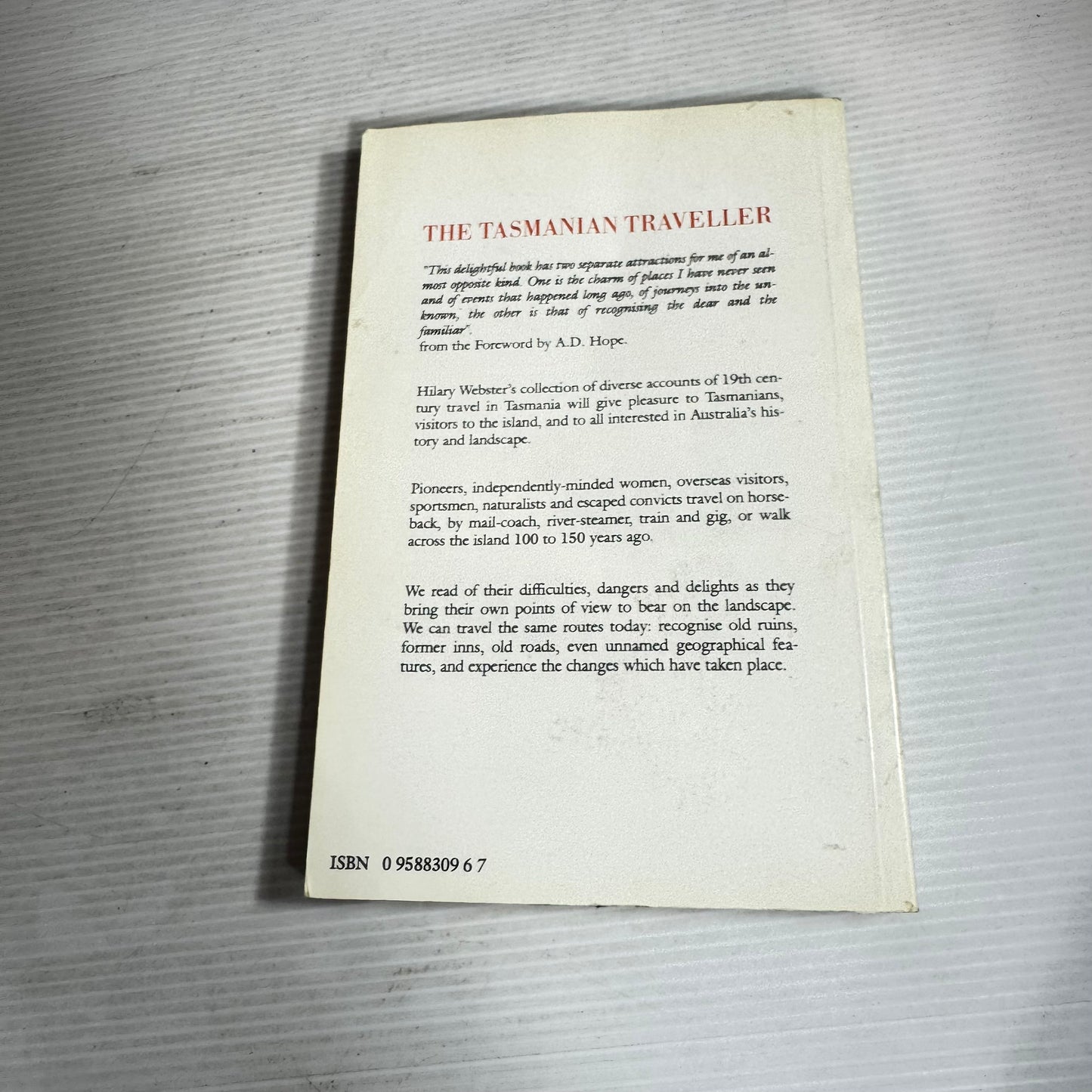 The Tasmanian Traveller : A Nineteenth Century Companion For Modern Travellers (Vintage 1988)