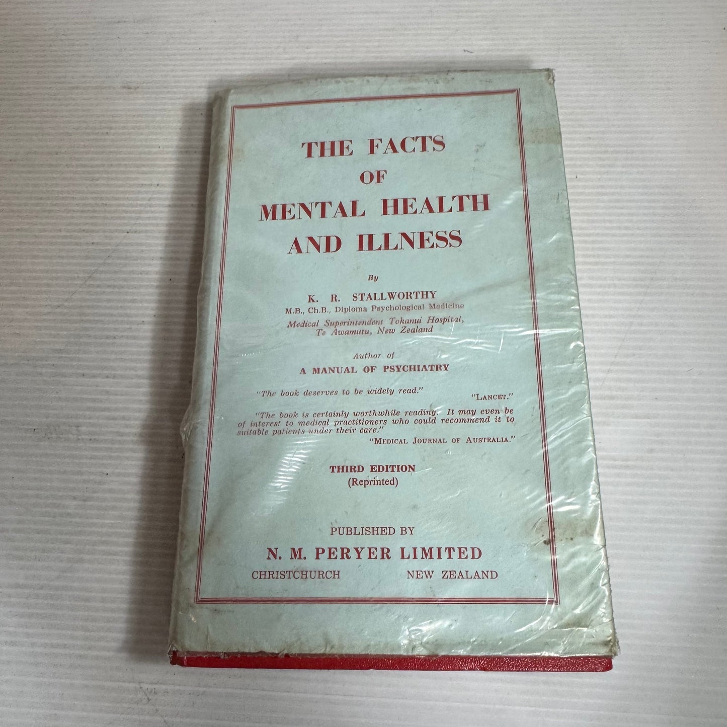 The Facts Of Mental Health And Illness 3rd Ed. - K. R. Stallworthy (Vintage 1963)