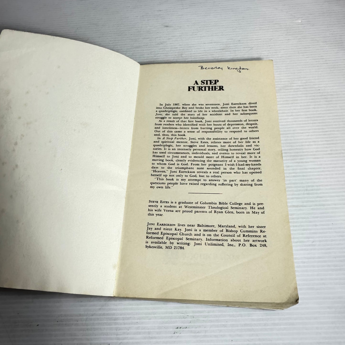 A Step Further : Joni - Joni Eareckson & Steve Estes (Vintage 1978)
