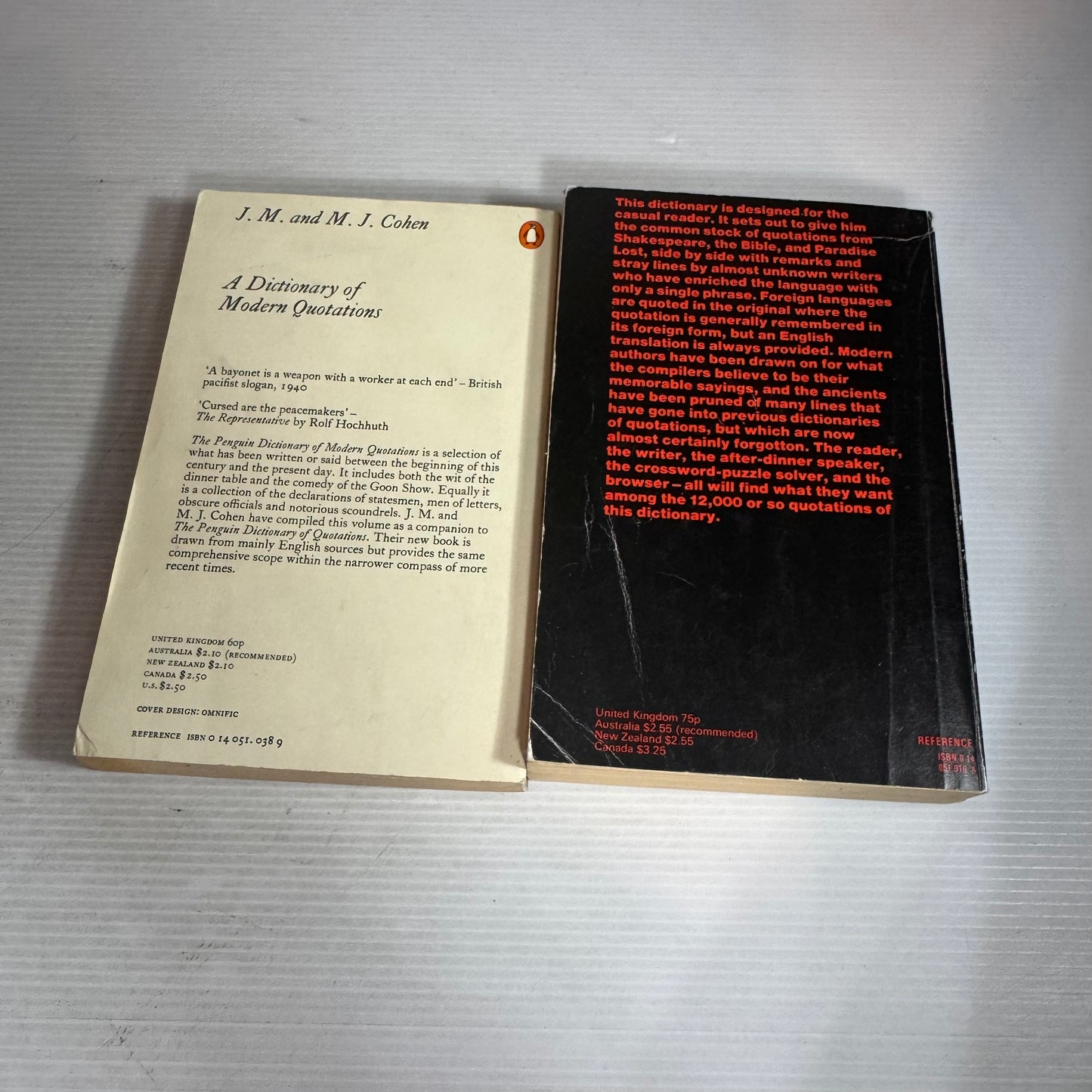 The Penguin Box of Quotations : The Penguin Dictionary of Quotations & The Penguin Dictionary of Modern Quotations (Vintage 1980's)