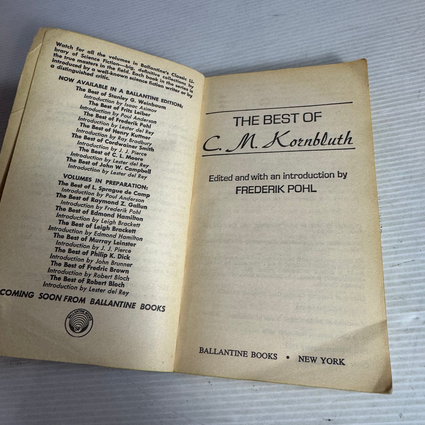 The Best Of C. M. Kornbluth: A Science Fiction Book Club Selection (Vintage 1976)
