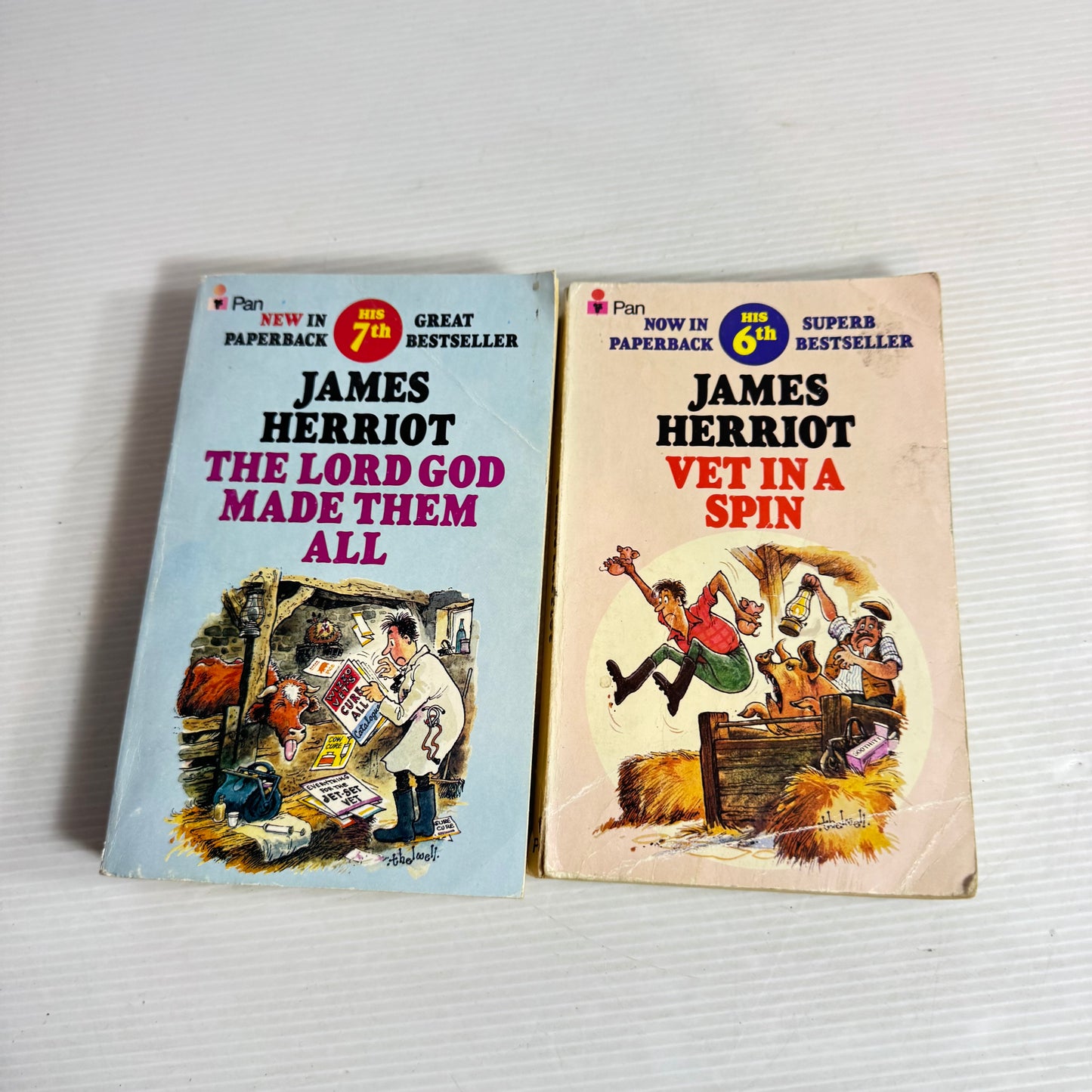 James Harriot Vintage Book Bundle x 2 - Vet In A Spin (1977) & The Lord God Made Them All (1982)(2837)