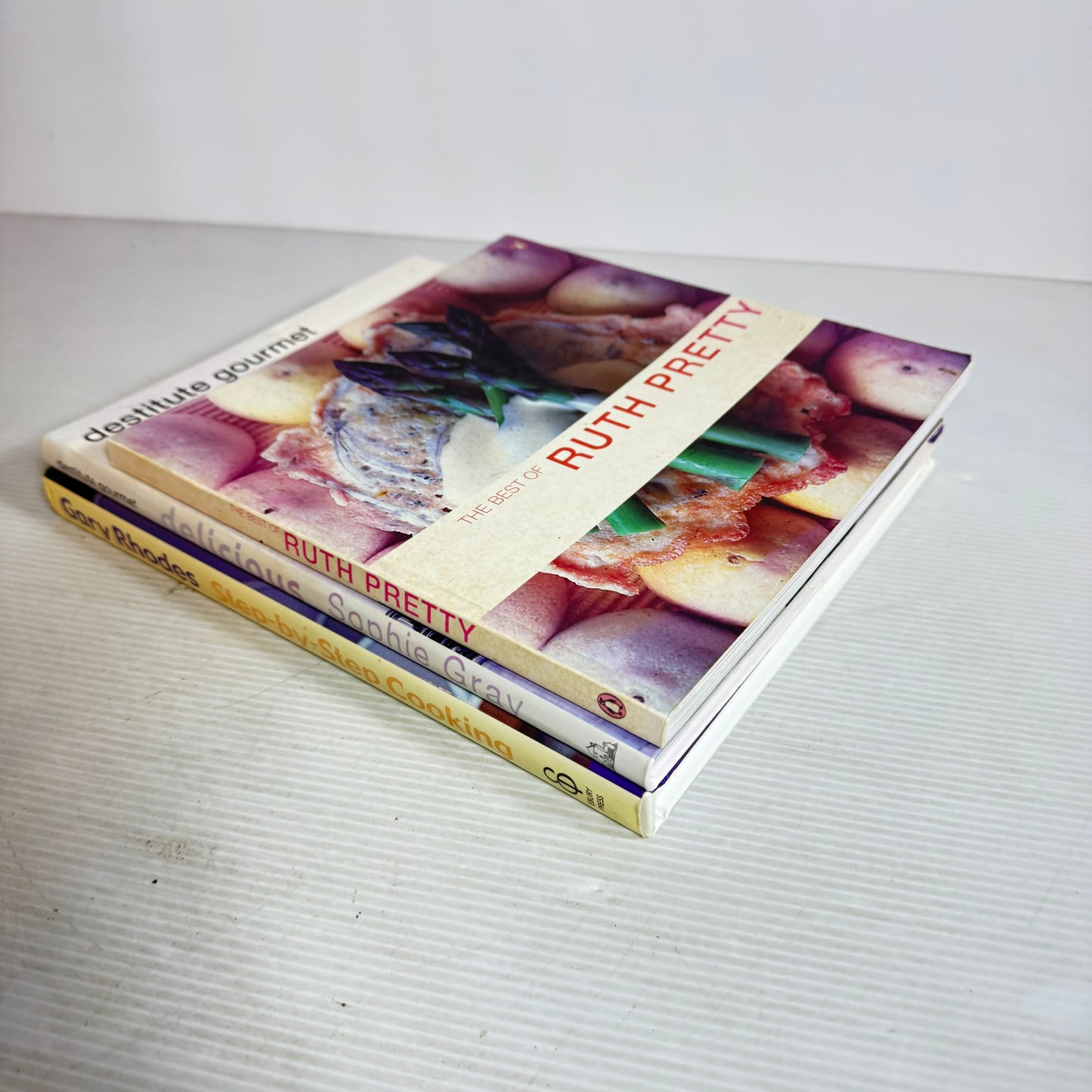 Cookbook Bundle x 3 : The Best of Ruth Pretty, Destitute Gourmet Delicious - Sophie Gray, Step-By-Step Cooking - Gary Rhodes(2918)