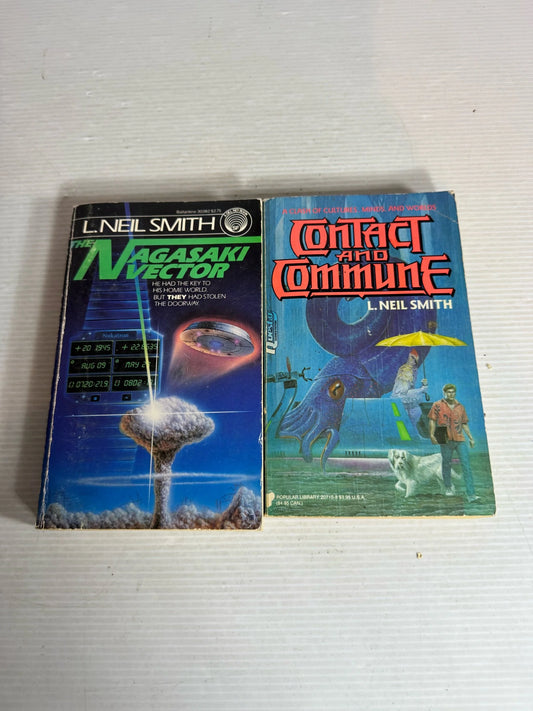 L. Neil Smith Book Bundle x 2 Books : Contact and Commune & The Nagasaki Vector (2142)