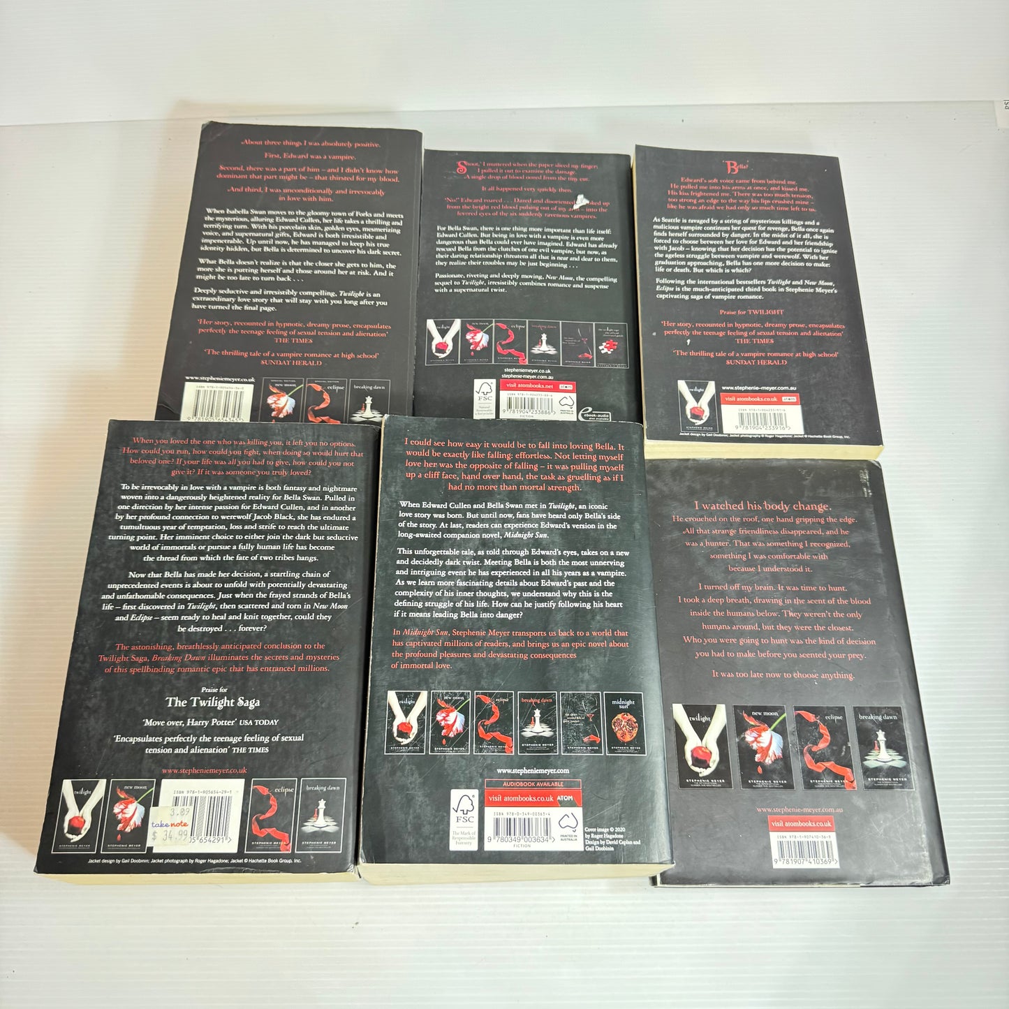 Twilight Book Bundle x 6 Books - Stephanie Meyer (2585)
