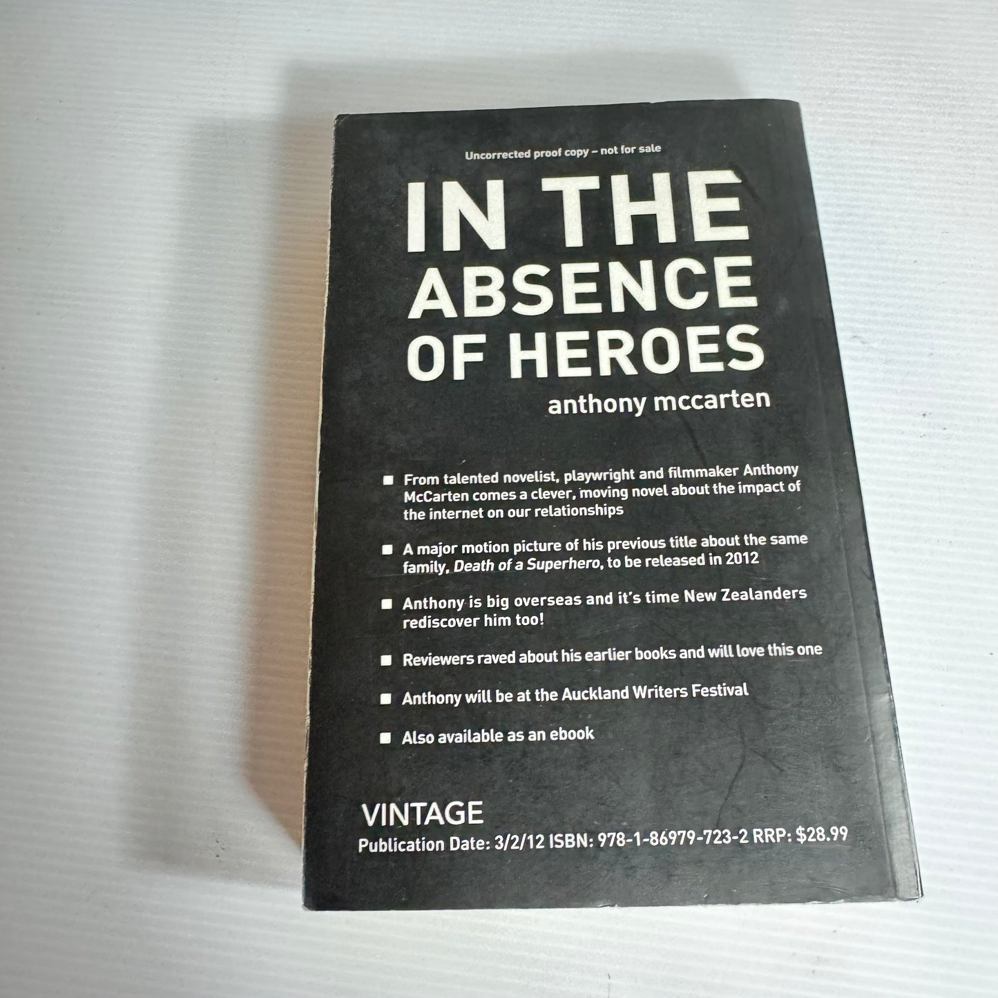 In The Absence Of Heroes - Anthony McCarten