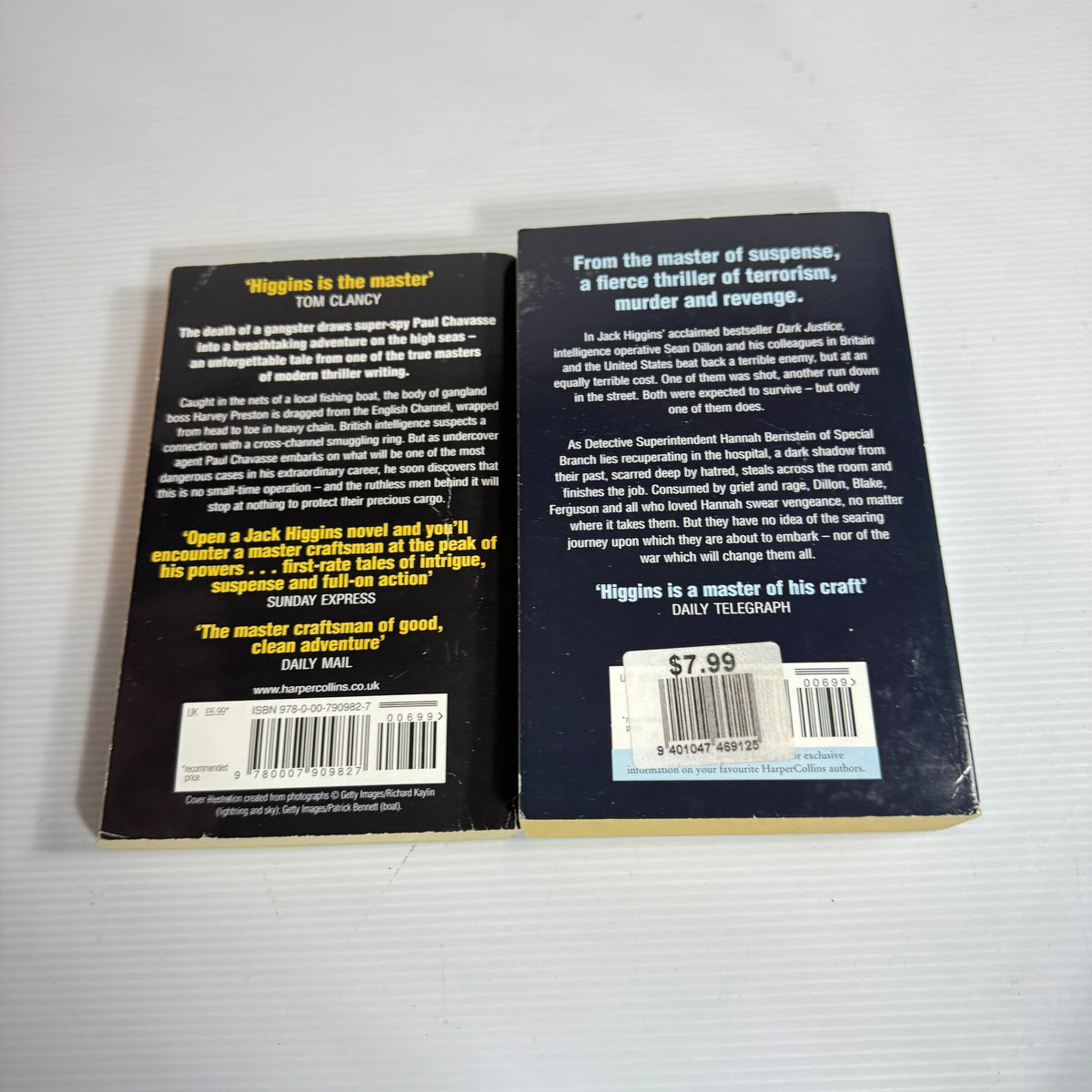 Jack Higgins Bundle x 2 : Without Mercy & A Fine Night For Dying (3458)