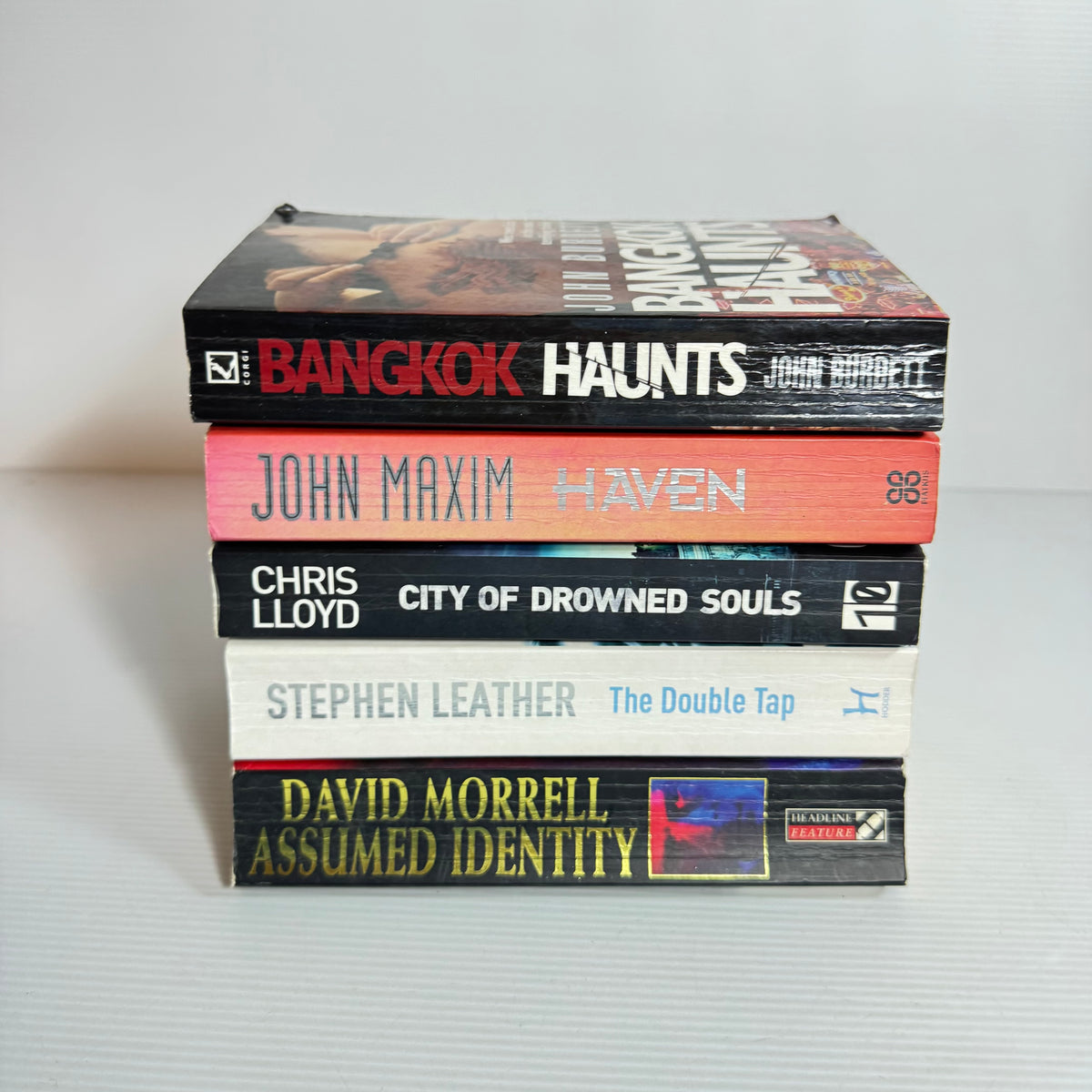 Crime Thriller Bundle x 5 : City of Drowned Souls - Chris Lloyd, Haven - John Maxim, Bangkok Haunts - John Burdett, Assumed Identity - David Morrell, The Double Tap - Stephen Leather  (3438)