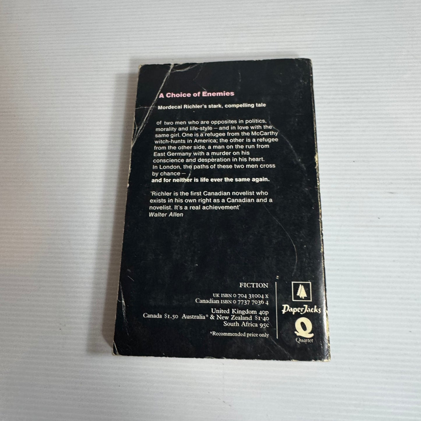 A Choice Of Enemies - Mordecai Richler (Vintage 1973)
