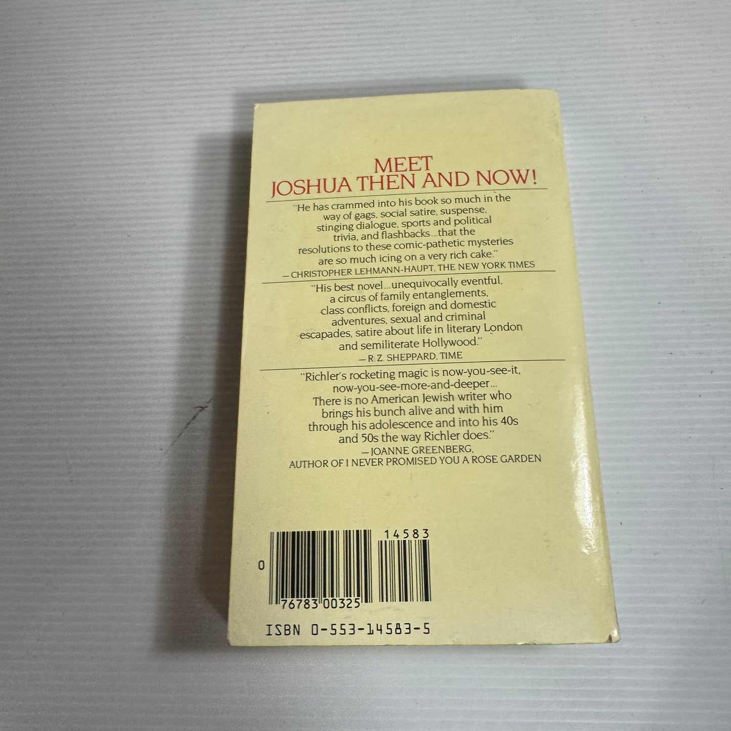 Joshua Then And Now - Mordecai Richler (Vintage 1981)