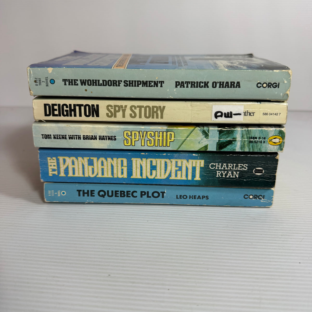 Naval Action Thriller Bundle x 5 : Spy Story - Len Delighton, Spy Ship - Tom Keene with Brian Haynes, The Wohldorf Shipment - Patrick O'Hara, The Pan Jang Incident - Charles Ryan, The Quebec Plot - Leo Heaps (3343)