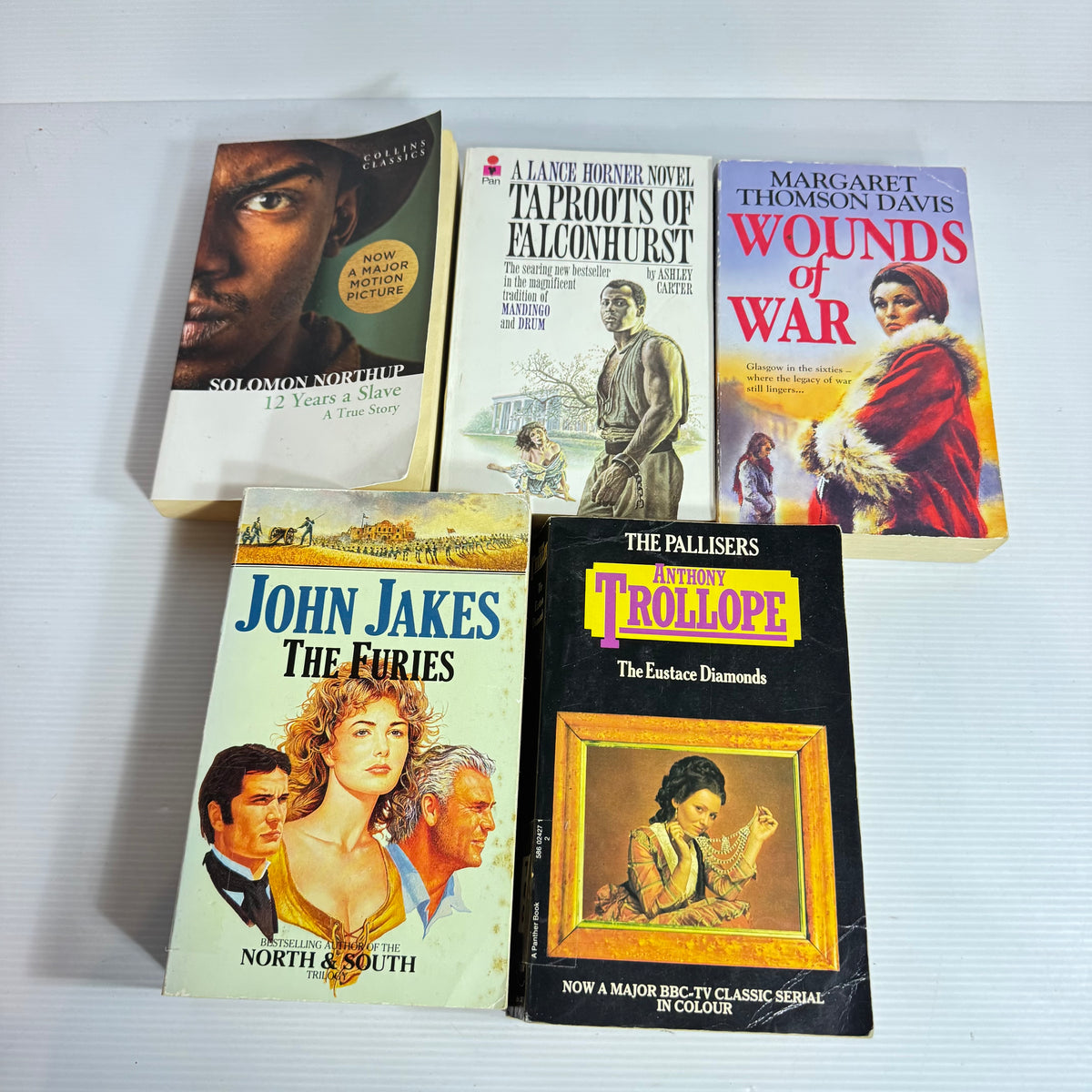 Historical Family Saga Bundle x 5 : Wounds of War - Margaret Thomson Davis, Taproots of Falconhurst - Lance Horner, 12 Years a Slave - Solomon Northup, The Eustance Diamonds - Anthony Trollope, The Furies - John Jakes (3368)