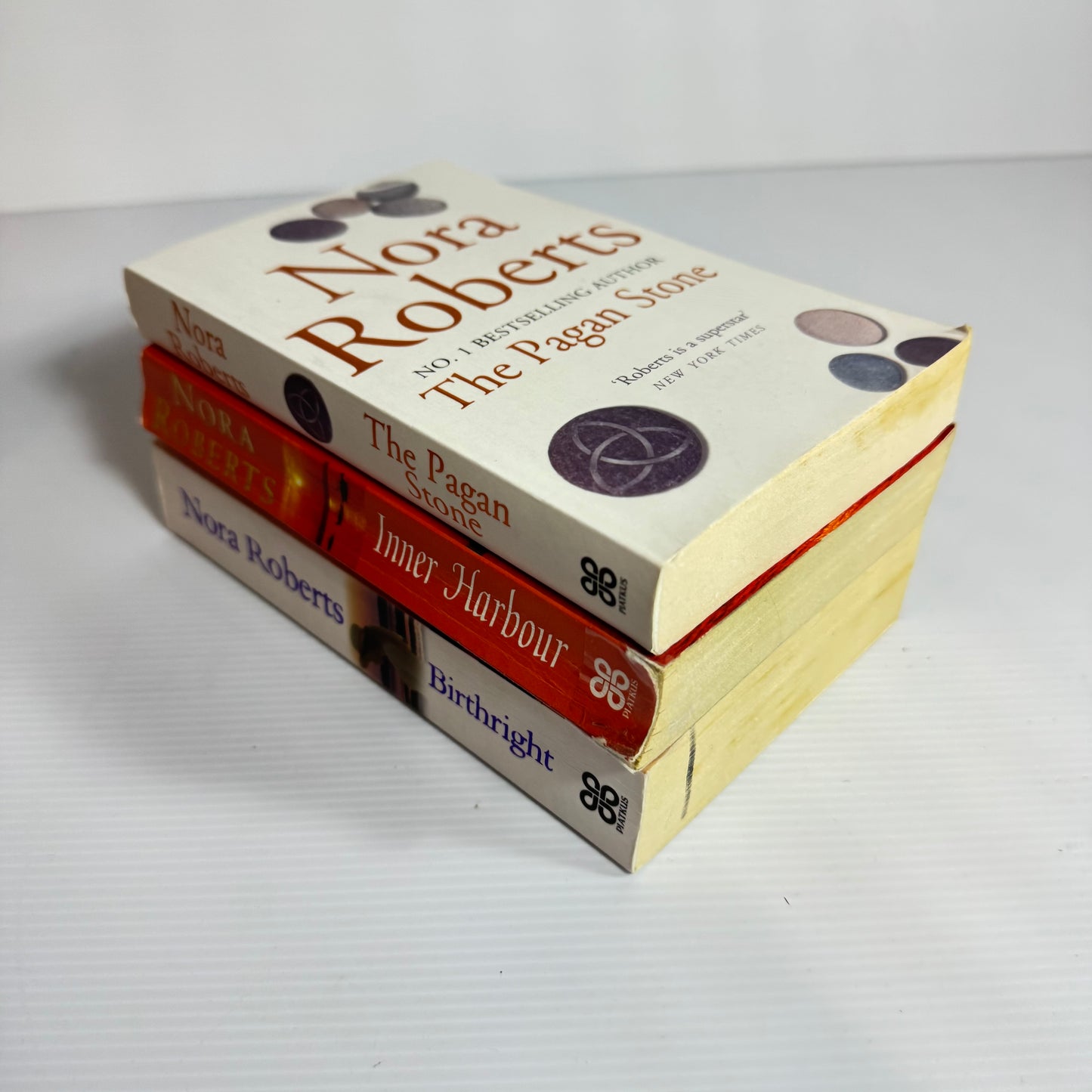 Nora Roberts Small Paperback Book Bundle x 3 : The Pagan stone, Inner Harbour, Birthright (3093)