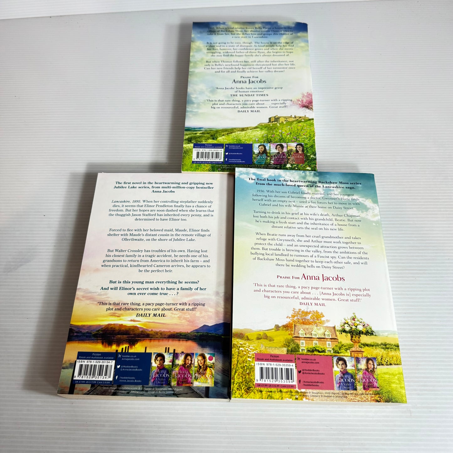 Anna Jacobs Historical Romance Book Bundle x 3 Books : A Valley Dream, A Valley Wedding, Silver Wishes(2482)