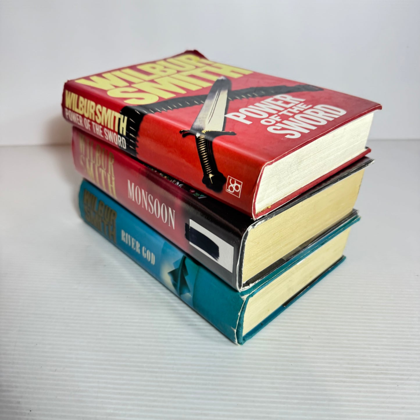 Wilbur Smith Book Bundle x 3 Books : Power of the Sword, Monsoon, River God (2522)