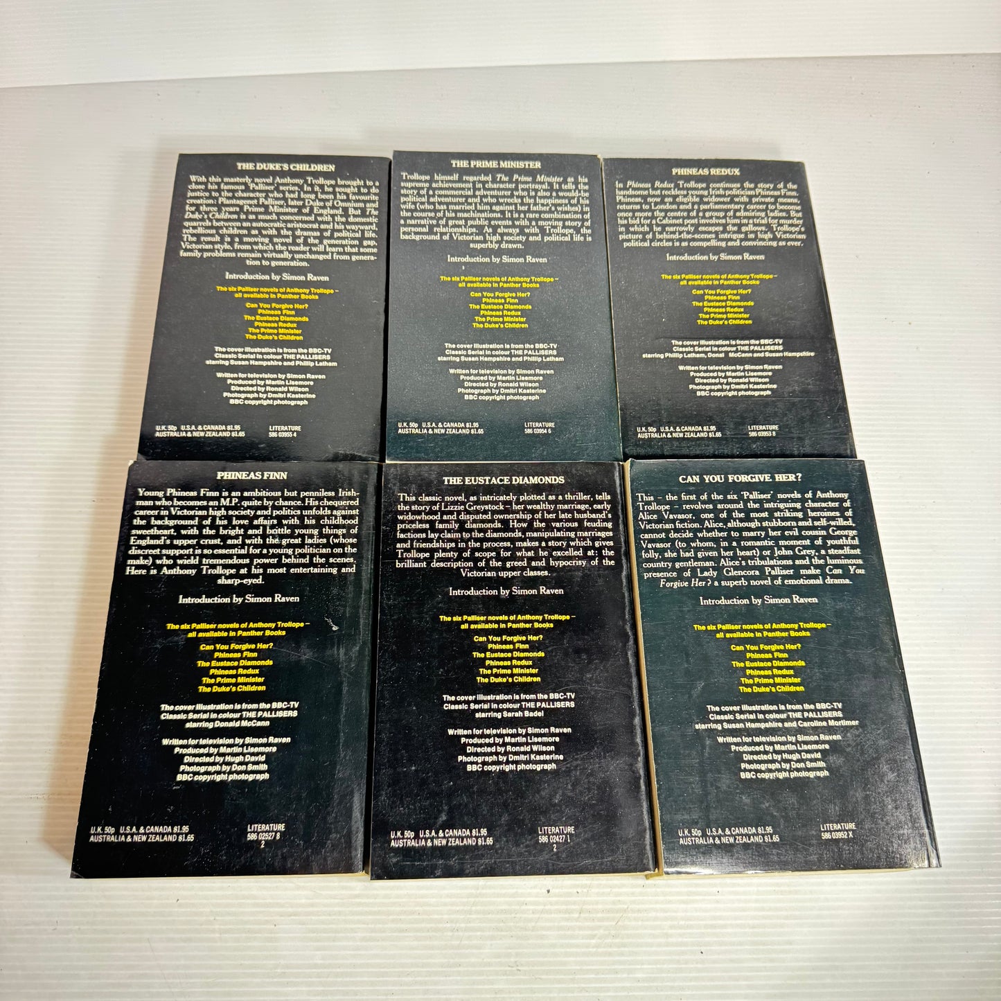 The Palliser Novel Series - Anthony Trollope : 6 x 1973 Vintage Books (2625)