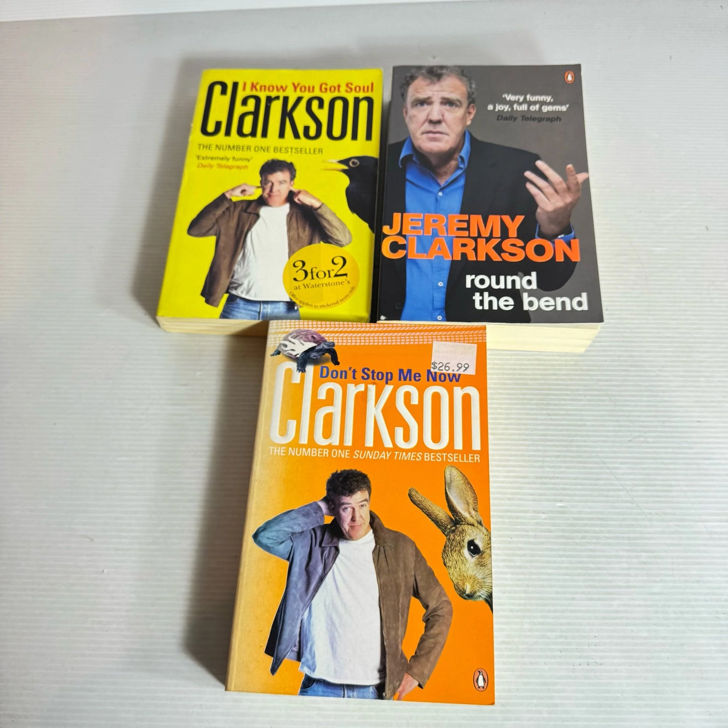Jeremy Clarkson Book Bundle x 3 Books : Don't Stop Me Now, I Know You Got Soul, Round the Bend (2085)