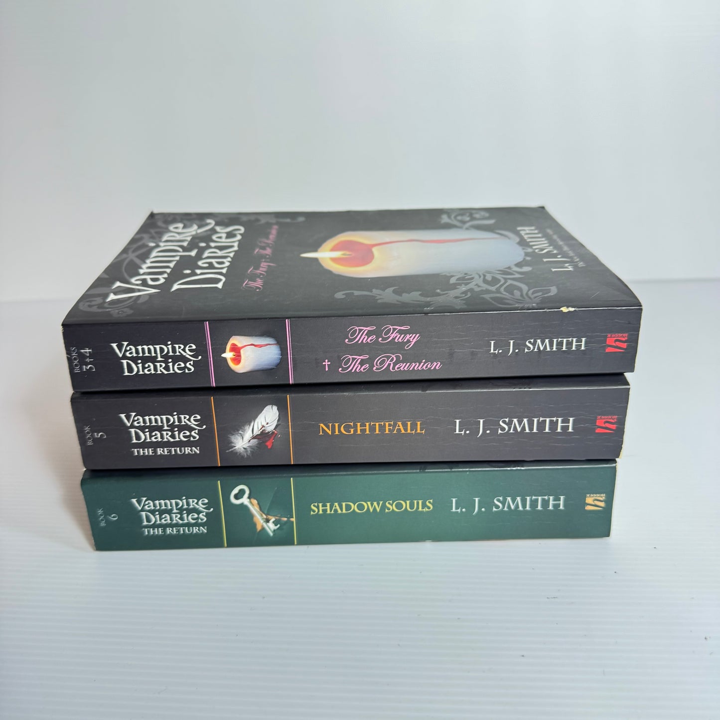 Vampire Diaries by L. J. Smith Book Bundle x 3 Books & 4 Stories : The Fury + The Reunion, Nightfall, Shadow Souls (3082)