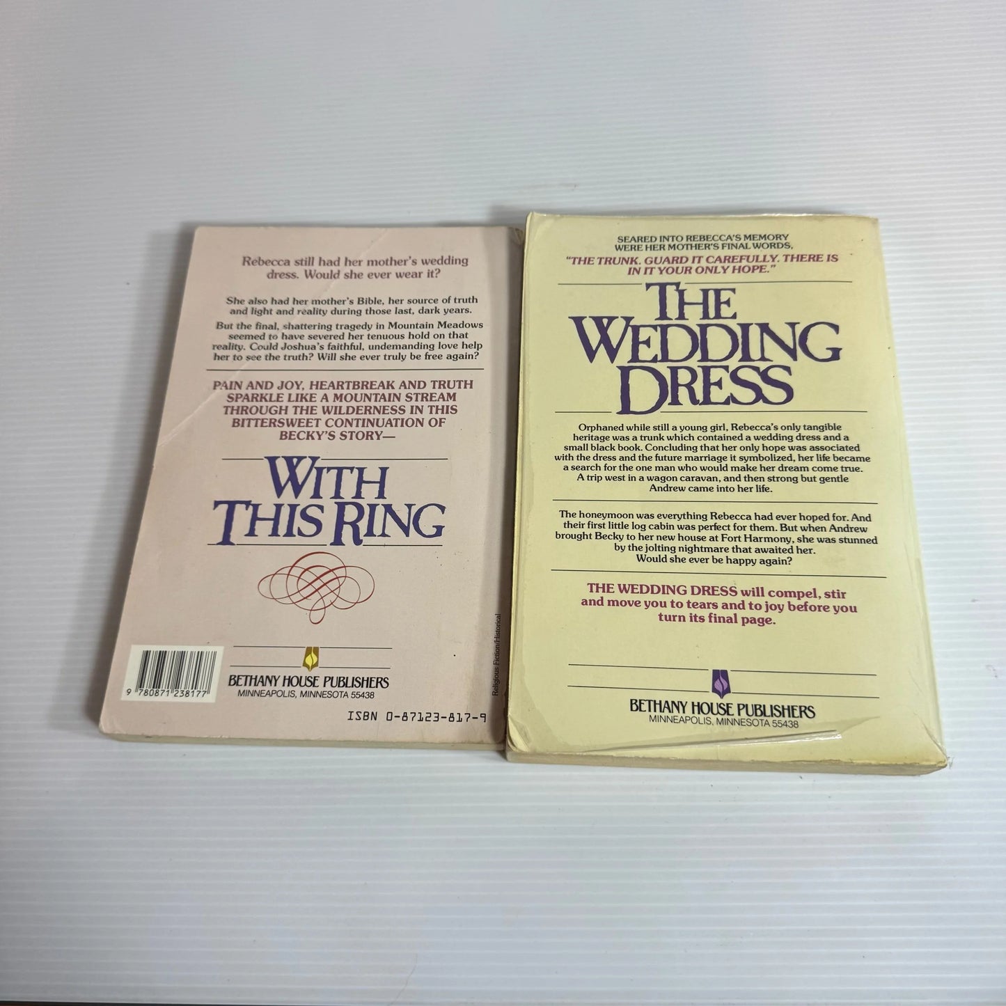 Marian Wells Historical Christian Book Bundle x 2 : The Wedding Dress & With This Ring (2174) (Vintage 1982)