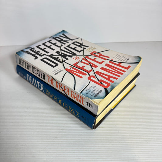 Jeffery Deaver Book Bundle x 2 : The Never Game & Roadside Crosses (2543)
