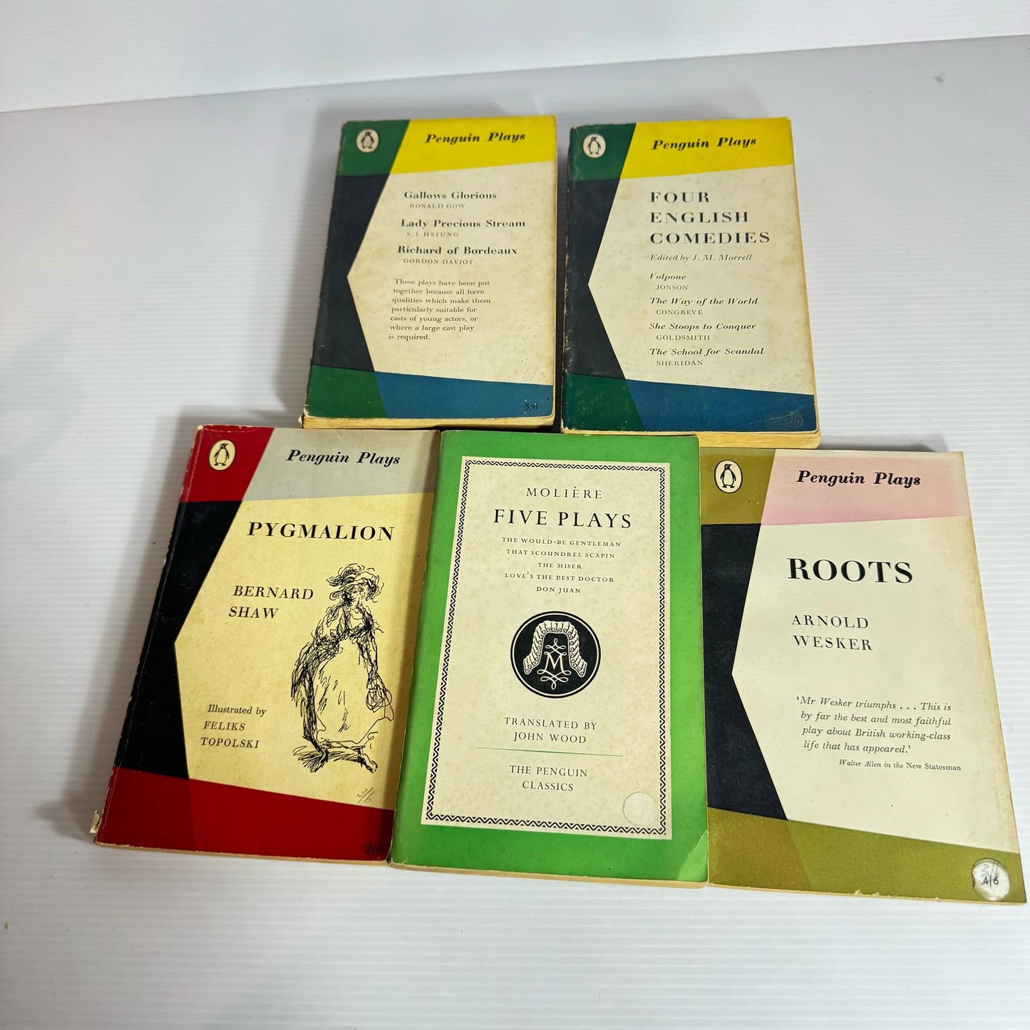 Vintage Penguin Play Book Bundle x 5 Books 14 x Plays : Various Playwriters (1957-1958) (2219)