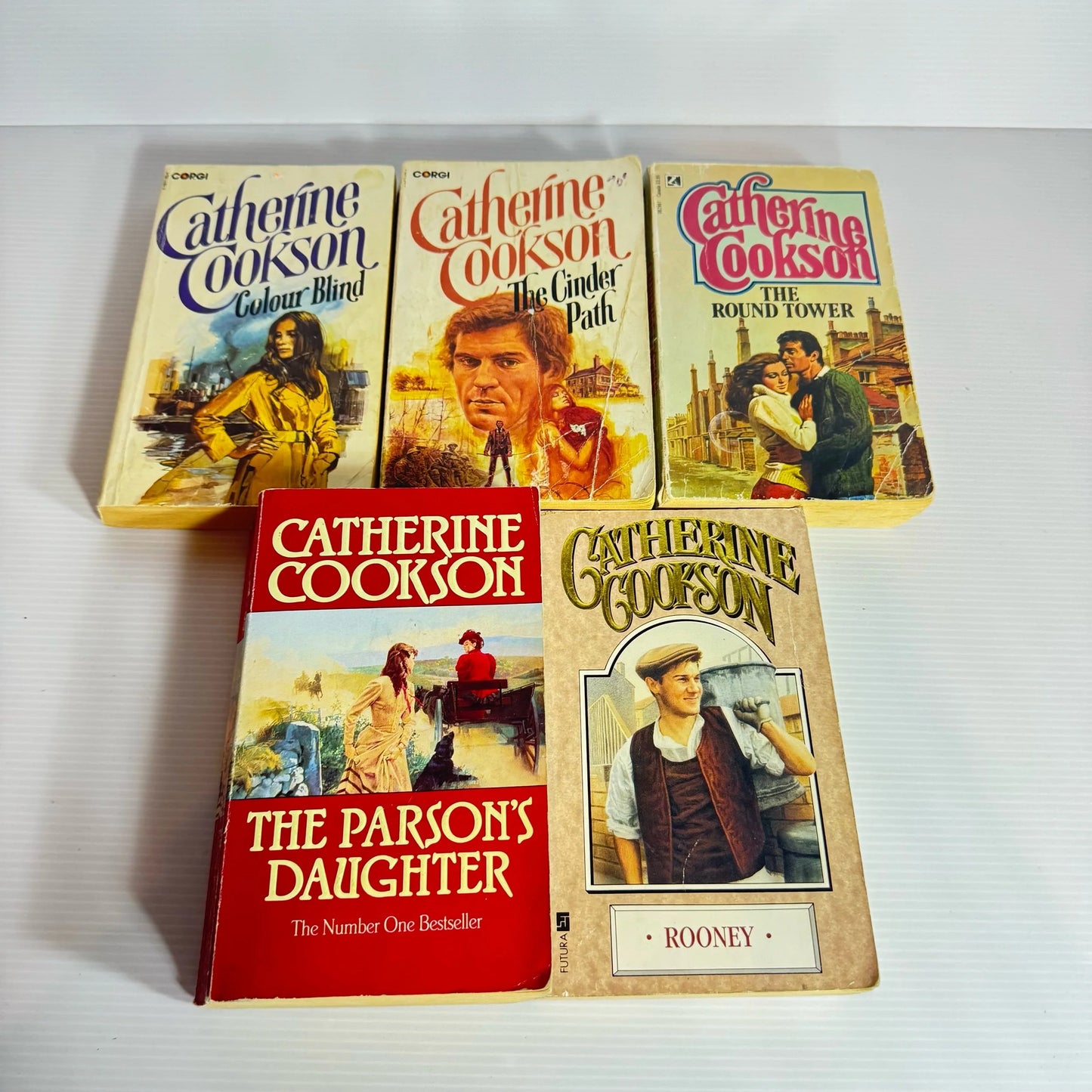 Catherine Cookson Book Bundle x 5 Books : The Cinder Path, The Round Tower, Rooney, Colour Blind, The Parson's Daughter (1978-1990) (2241)