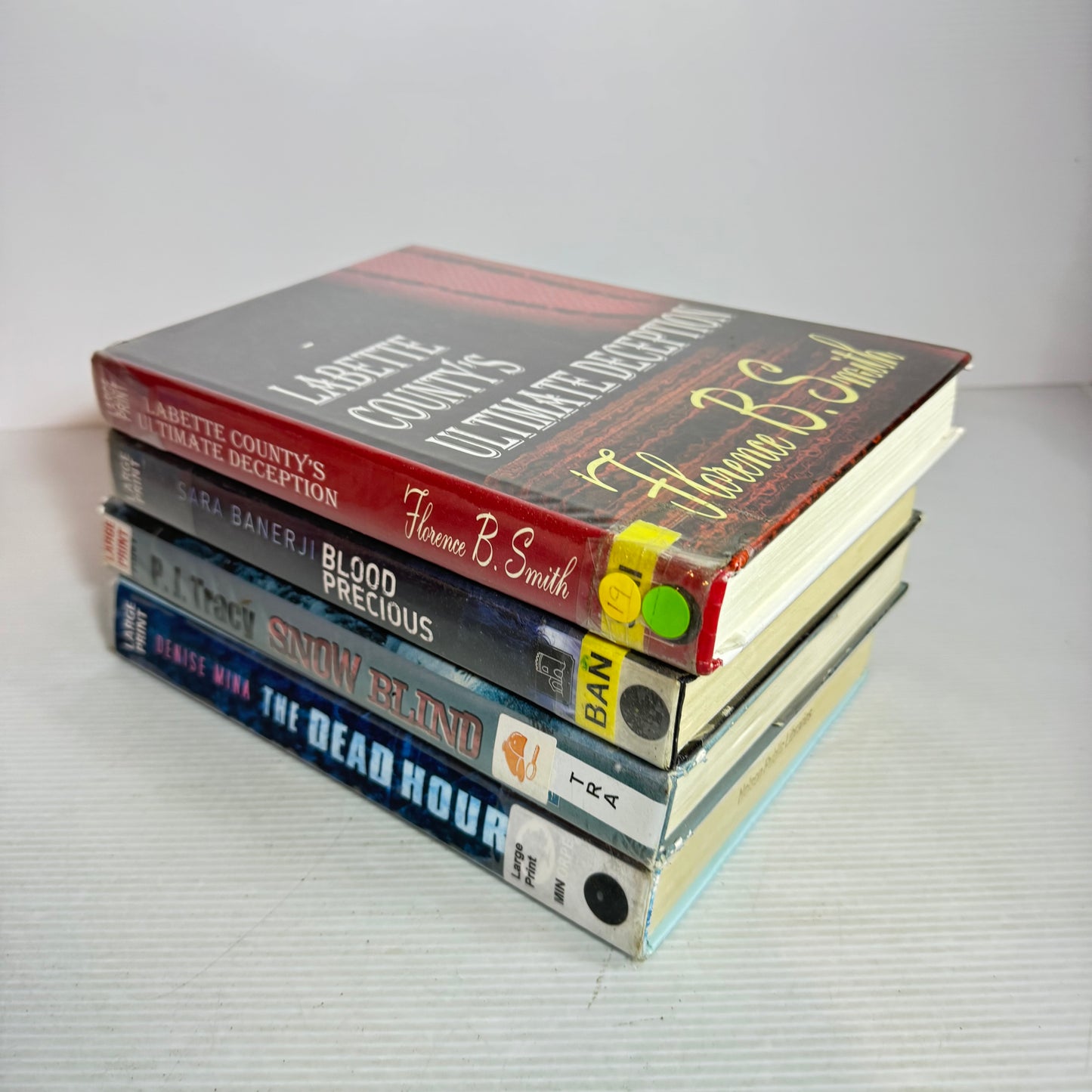 Large Print Crime Book Bundle x 4 : Blood Precious, The Dead Hour, Labette County's Ultimate Deception, Snow Blind(2867)