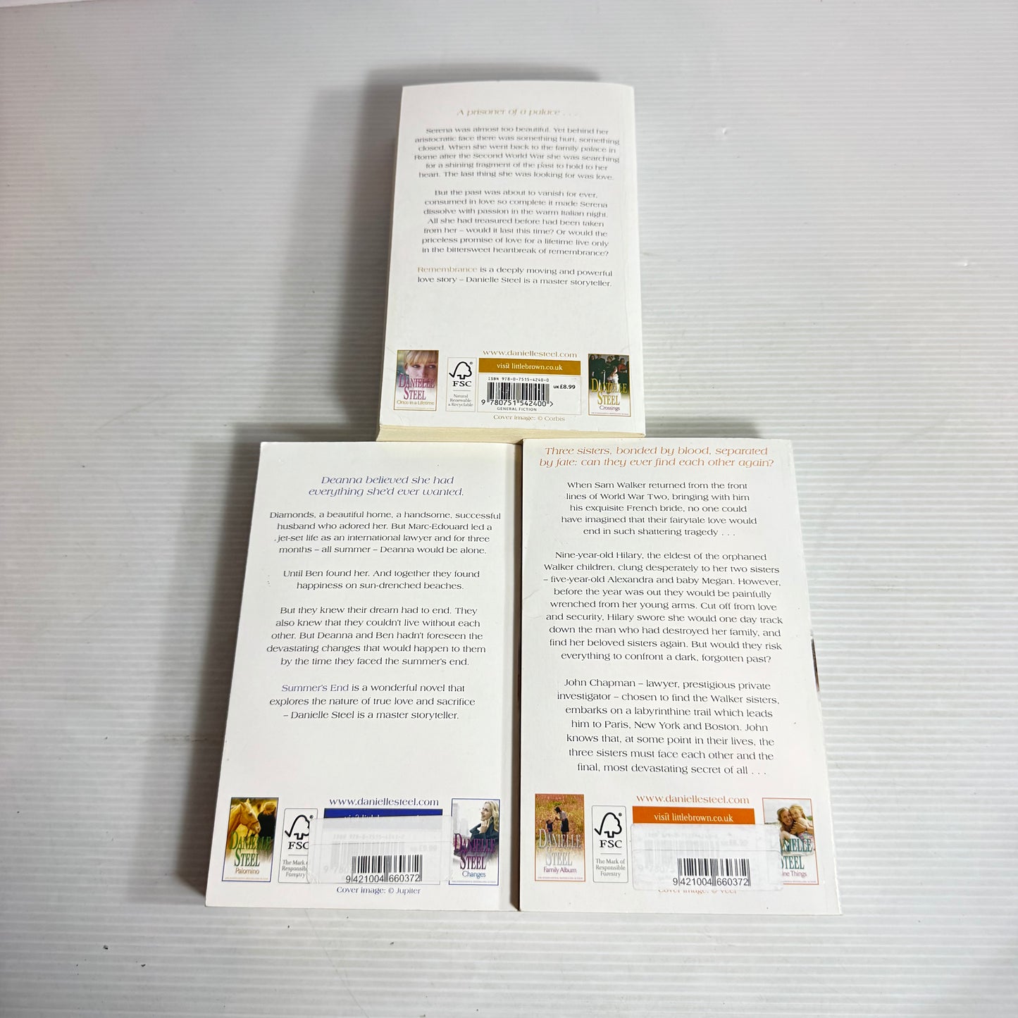 Danielle Steel Book Bundle x 3 : Remembrance, Summer's End, Kaleidoscope (2840)
