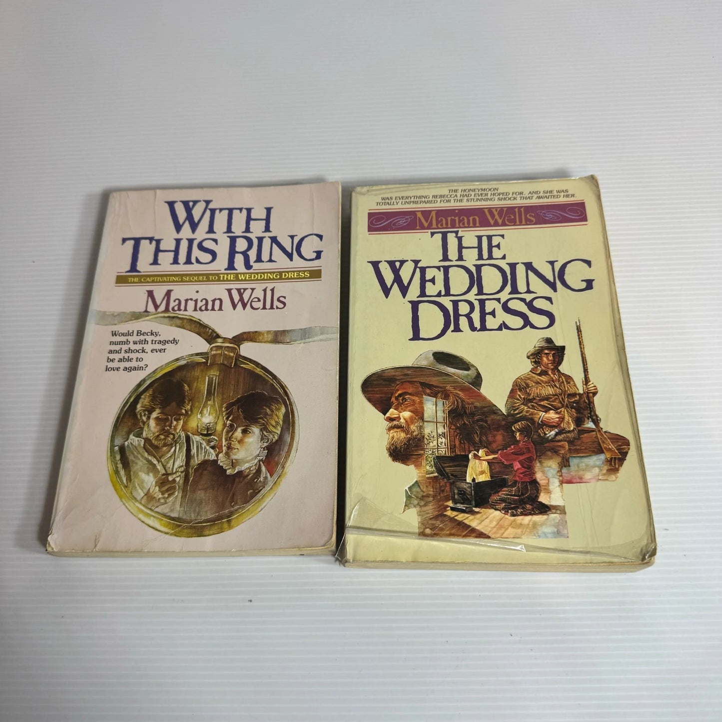 Marian Wells Historical Christian Book Bundle x 2 : The Wedding Dress & With This Ring (2174) (Vintage 1982)