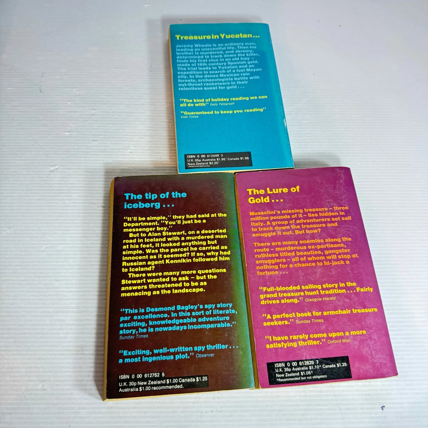 Desmond Bagley Book Bundle x 4 Books 5 x Stories : The Vivero Letter, The Golden Keel, Running Blind, Juggernaut & High Citadel (2002)