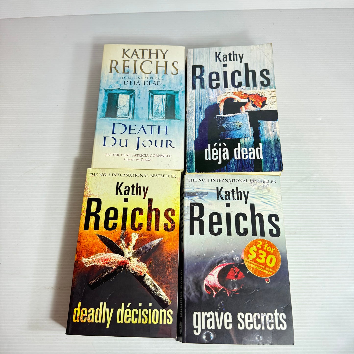 Kathy Reichs Book Bundle x 4 : Death Du Jour, Deadly Decisions, Deja Dead, Grave Secrets (2847)