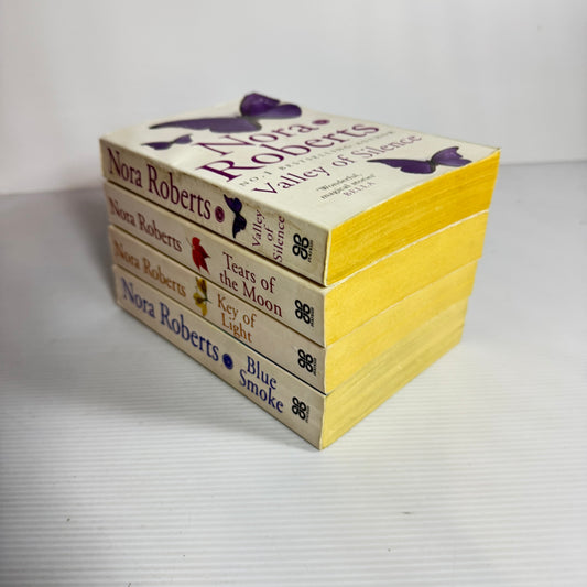 Nora Roberts Book Bundle x 4 : Valley of Silence, Key of Light, Tears of the Moon, Blue Smoke (3153)