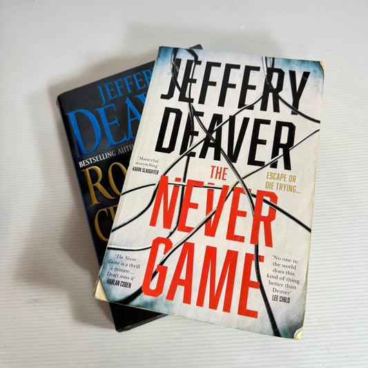 Jeffery Deaver Book Bundle x 2 : The Never Game & Roadside Crosses (2543)