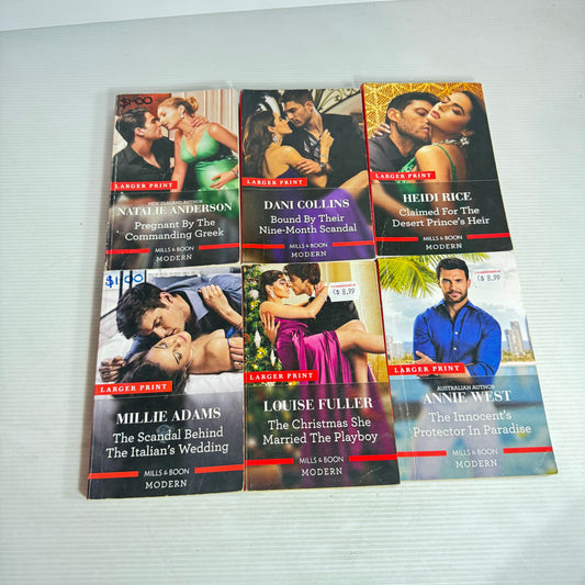 Mills & Boon Modern Large Print Book Bundle x 6 Books  (3009)