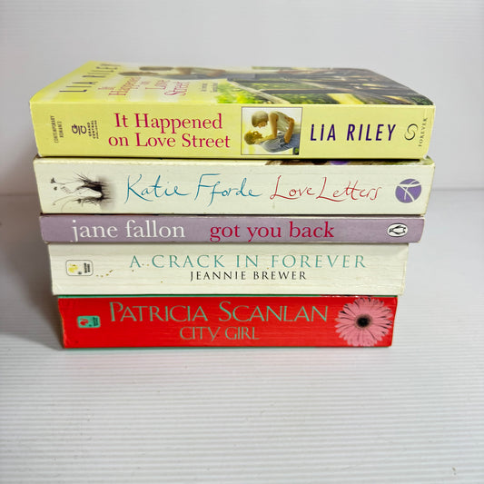 Contemporary Romance Bundle x 5 : Love Letters - Katie Fforde, It Happened On Love Street - Lia Riley, Got You Back - Jane Fallon, A Crack in Forever - Jeannie Brewer, City Girl - Patricia Scanlan (3423)